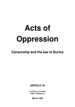 Acts of Oppression