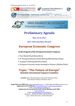 Preliminary Agenda Version 14 - 21.04.2011