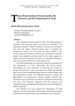 Ense Relationships Between Justin, the Patriarch, and the Department of Cults T