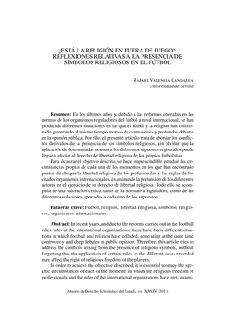 ¿Está La Religión En Fuera De Juego?: Reflexiones Relativas a La Presencia De Símbolos Religiosos En El Fútbol