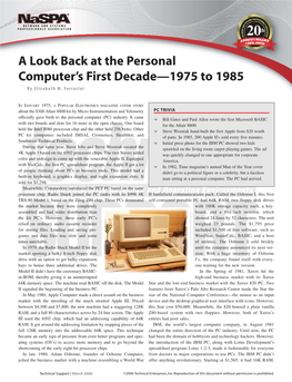 A Look Back at the Personal Computer's First Decade—1975 To