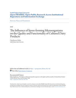 The Influence of Spore-Forming Microorganisms on the Quality And