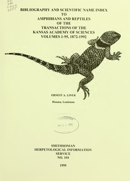Of the Transactions of the Kansas Academy of Sciences Volumes 1-95, 1872-1992