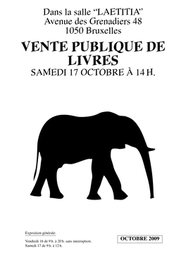 Vente Publique De Livres Samedi 17 Octobre A` 14 H