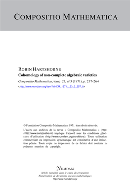 Cohomology of Non-Complete Algebraic Varieties Compositio Mathematica, Tome 23, No 3 (1971), P