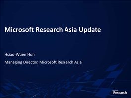 Microsoft Research Asia Update