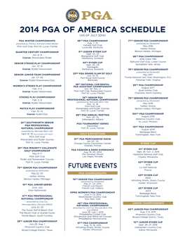 2014 Pga of America Schedule (As of July 2014)