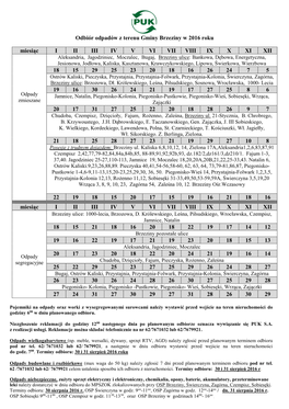 Kalendarz Odbioru Odpadów Komunalnych W 2016 Roku