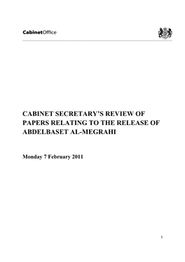 Cabinet Secretary's Review of Papers Relating to the Release of Abdelbaset Al-Megrahi