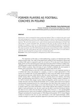 Former Players As Football Coaches in Poland