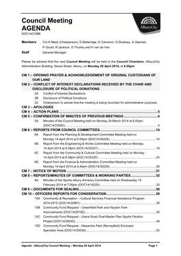 Council Meeting AGENDA DOC14/31888