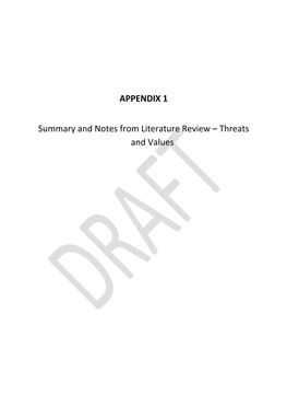 Appendix 1 Summary and Notes from Literature Review- Threats and Values Section 1- Binningup to Cape