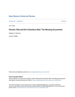 Pancho Villa and the Columbus Raid: the Missing Documents