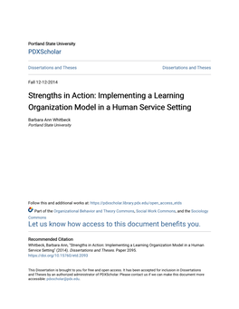 Implementing a Learning Organization Model in a Human Service Setting