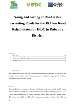 Sizing and Costing of Road Water Harvesting Ponds for the 18.1 Km Road Rehabilitated by IFDC in Rubanda District