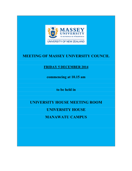 Massey University Council Meeting Papers