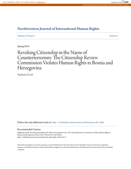 The Citizenship Review Commission Violates Human Rights in Bosnia and Herzegovina, 8 Nw