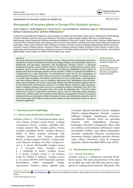 Monograph of Invasive Plants in Europe N°6: Asclepias Syriaca L