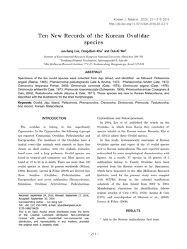 Ten New Records of the Korean Ovulidae Species