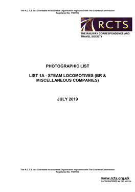 Photographic List List 1A
