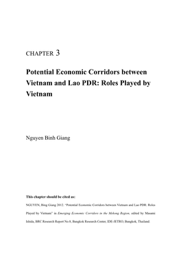 Potential Economic Corridors Between Vietnam and Lao PDR: Roles Played by Vietnam