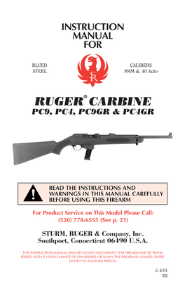 Ruger Carbine Instruction Manual