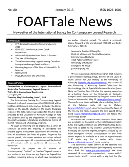 Foaftale News Newsletter of the International Society for Contemporary Legend Research
