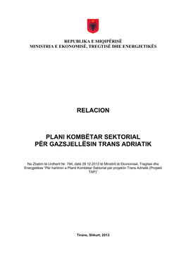 Relacion Plani Kombëtar Sektorial Për Gazsjellësin