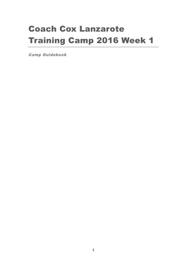 Coach Cox Lanzarote Training Camp 2016 Week 1