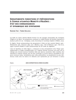 Groupements Forestiers Et Préforestiers À Cedrus Atlantica Manetti D’Algérie : État Des Connaissances Et Dynamique Des Syntaxons