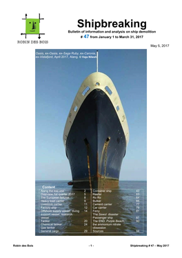 Shipbreaking # 47 – May 2017 Alang, the Lost One