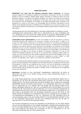 BW LPG Limited and BW Group Limited (As the Selling Shareholder) and No One Else in Connection with the Offer