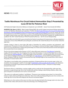 Tackle Warehouse Pro Circuit Federal Ammunition Stop 5 Presented by Lucas Oil Set for Potomac River