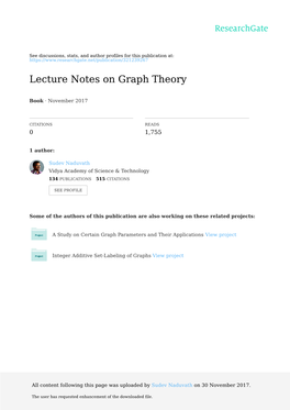 Lecture Notes on Graph Theory