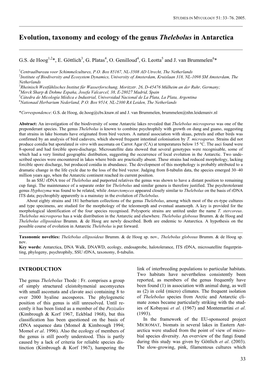 Evolution, Taxonomy and Ecology of the Genus Thelebolus in Antarctica