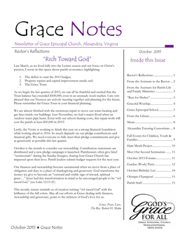 Grace Notes Newsletter of Grace Episcopal Church, Alexandria, Virginia