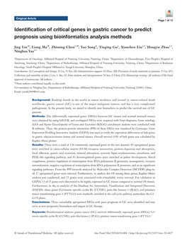 Identification of Critical Genes in Gastric Cancer to Predict Prognosis Using Bioinformatics Analysis Methods