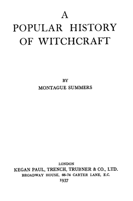 Popular History of Witchcraft