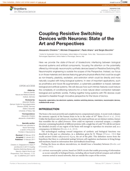 Coupling Resistive Switching Devices with Neurons: State of the Art and Perspectives