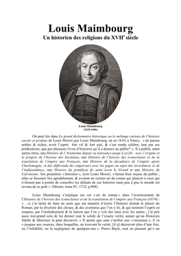 Louis Maimbourg Un Historien Des Religions Du Xviie Siècle