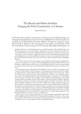 The Banaji and Mehta Families: Forging the Parsi Community in Calcutta