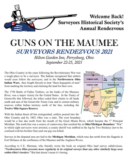 GUNS on the MAUMEE SURVEYORS RENDEZVOUS 2021 Hilton Garden Inn, Perrysburg, Ohio September 22-25, 2021