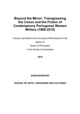 Transgressing the Canon and the Fiction of Contemporary Portuguese Women Writers (1980-2015)