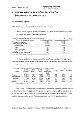 Iii. Inwentaryzacja Zasobów I Składników Środowiska Przyrodniczego