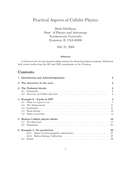 Practical Aspects of Collider Physics