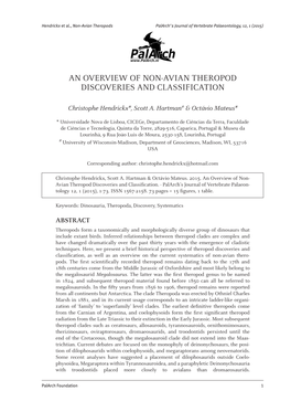 An Overview of Non-Avian Theropod Discoveries and Classification