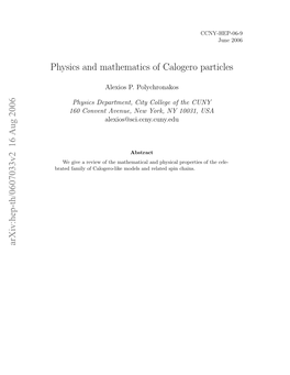 Physics and Mathematics of Calogero Particles