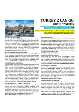 Turkey 2 Can Go 8 Days / 7 Nights