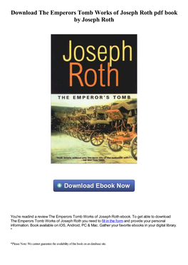 Download the Emperors Tomb Works of Joseph Roth Pdf Ebook By