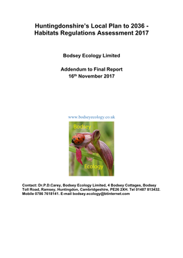 Habitats Regulations Assessment Addendum 2017